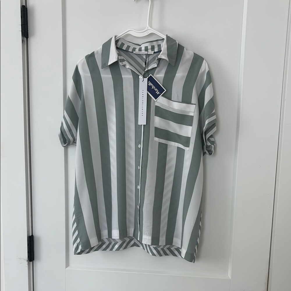 Womens Green Striped Shirt
